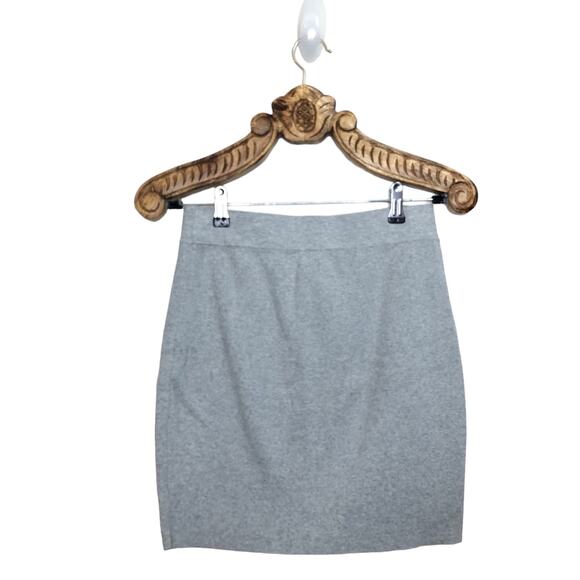 BCBGeneration Skirt Faux Wrap Cotton Knit Mini Light Grey Bodycon Pull On Medium - Picture 2 of 6